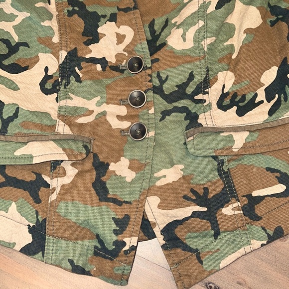 Free People Fitted Camo Blazer Jacket Sz 2 - Picture 6 of 10